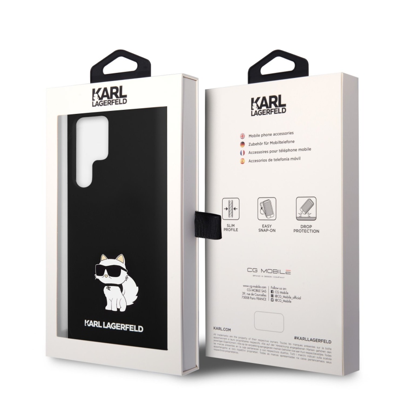 Karl Lagerfeld Liquid Silicone Choupette NFT Zadný Kryt pre Samsung Galaxy S23 Ultra Black