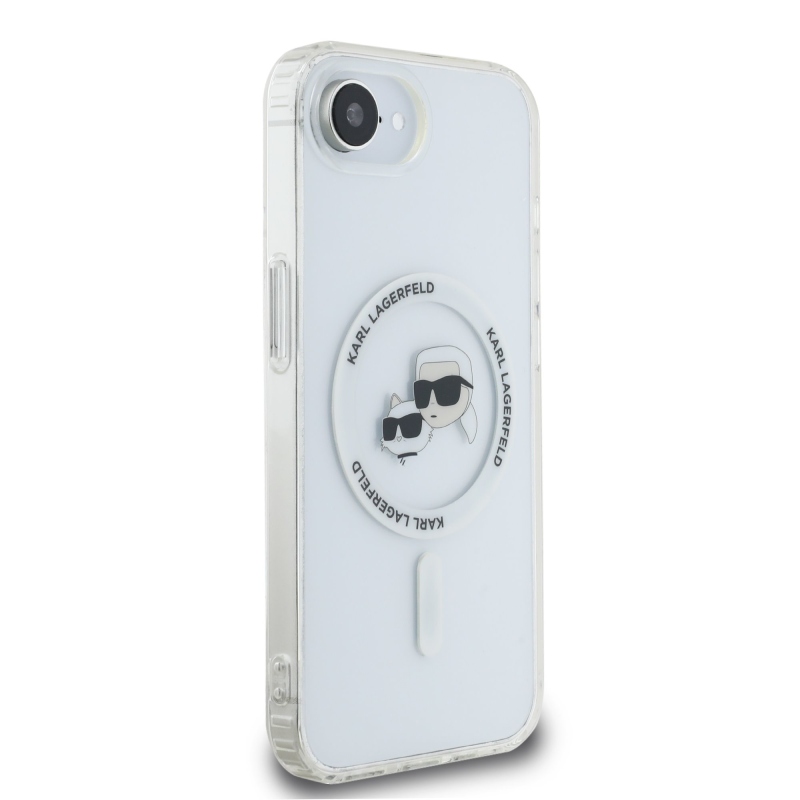 Karl Lagerfeld IML K&CH Heads Metal Frame MagSafe Zadný Kryt pre iPhone 16e Transparent