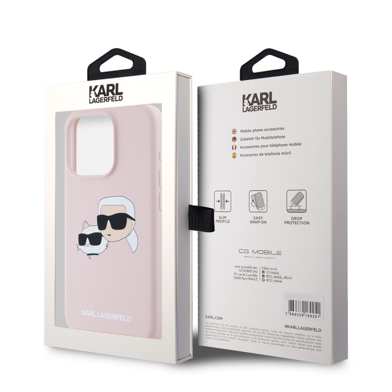 Karl Lagerfeld Liquid Silicone Double Heads Magsafe Zadný Kryt pre iPhone 15 Pro Max Pink