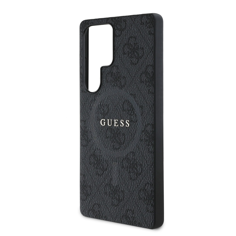 Guess PU Leather 4G Colored Ring MagSafe Zadný Kryt pre Samsung Galaxy S25 Ultra Black