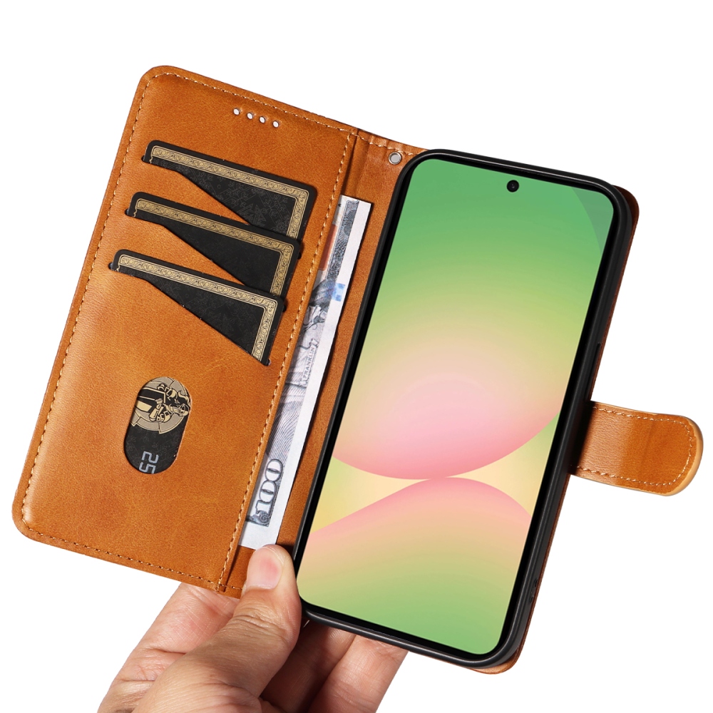 T-Shape knižkové púzdro na Samsung Galaxy A57 5G - hnedé