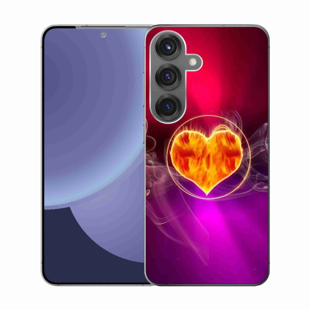 Gélový kryt mmCase na Samsung Galaxy S25 - ohnivé srdce