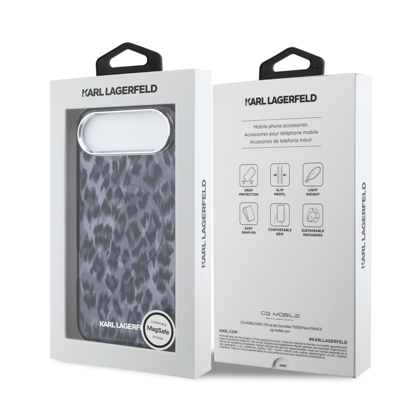 Karl Lagerfeld IML Leopard MagSafe Zadný Kryt pre iPhone Air Grey