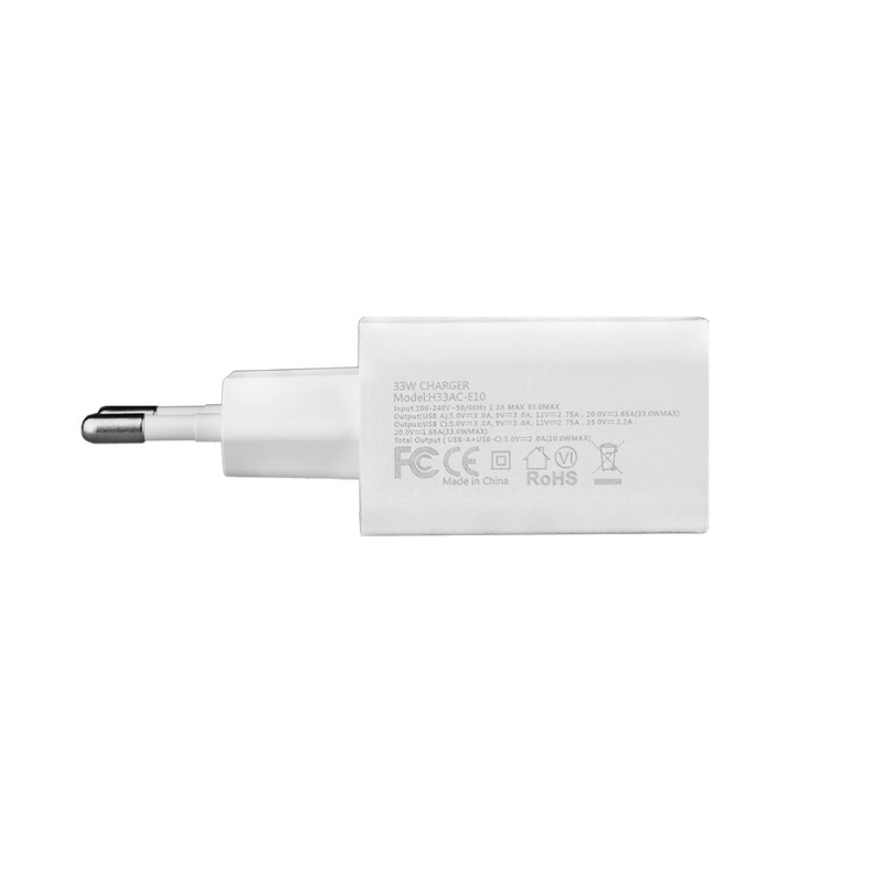 H33AC-E10 33W Cestovná Nabíjačka Dual USB-A + USB-C White