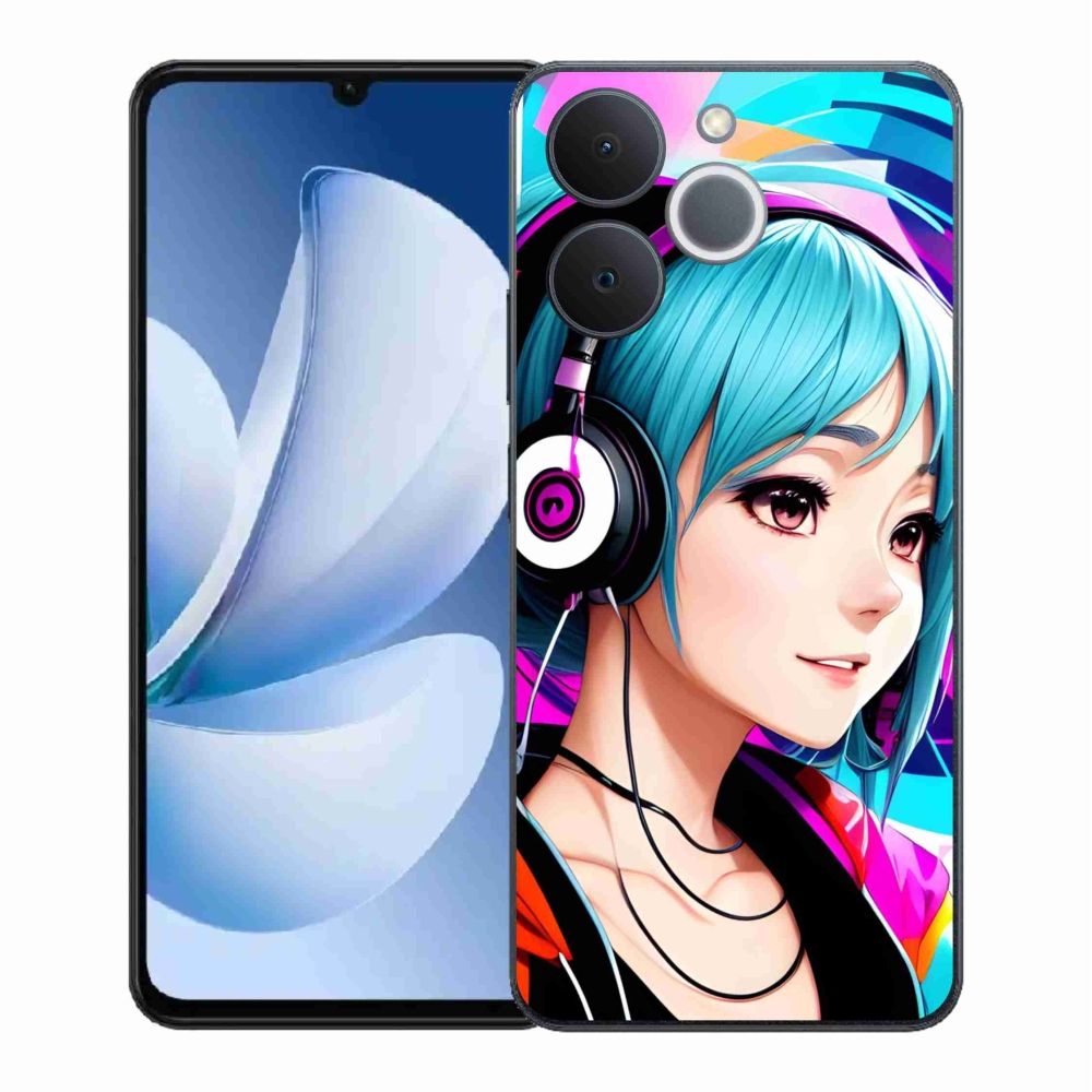 Gélový kryt mmCase na Realme Note 70T - dievča so slúchadlami