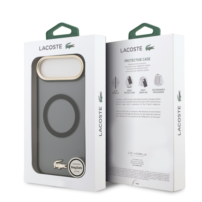 Lacoste PC/TPU matný povrch Gold Logo MagSafe zadný kryt pre iPhone Air Black