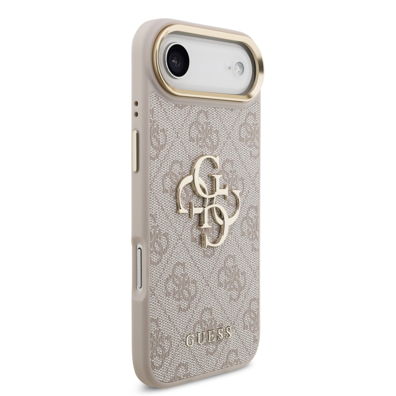 Guess PU kožený 4G kovové logo Gold Frame zadný kryt pre iPhone Air Pink