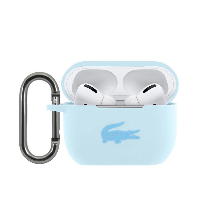 Lacoste Liquid Silicone lesklé puzdro s potlačou loga pre AirPods Pro Blue
