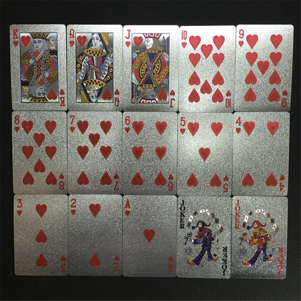 Vodeodolné plastové hracie karty 100 dolárov v striebornom prevedení 54 ks