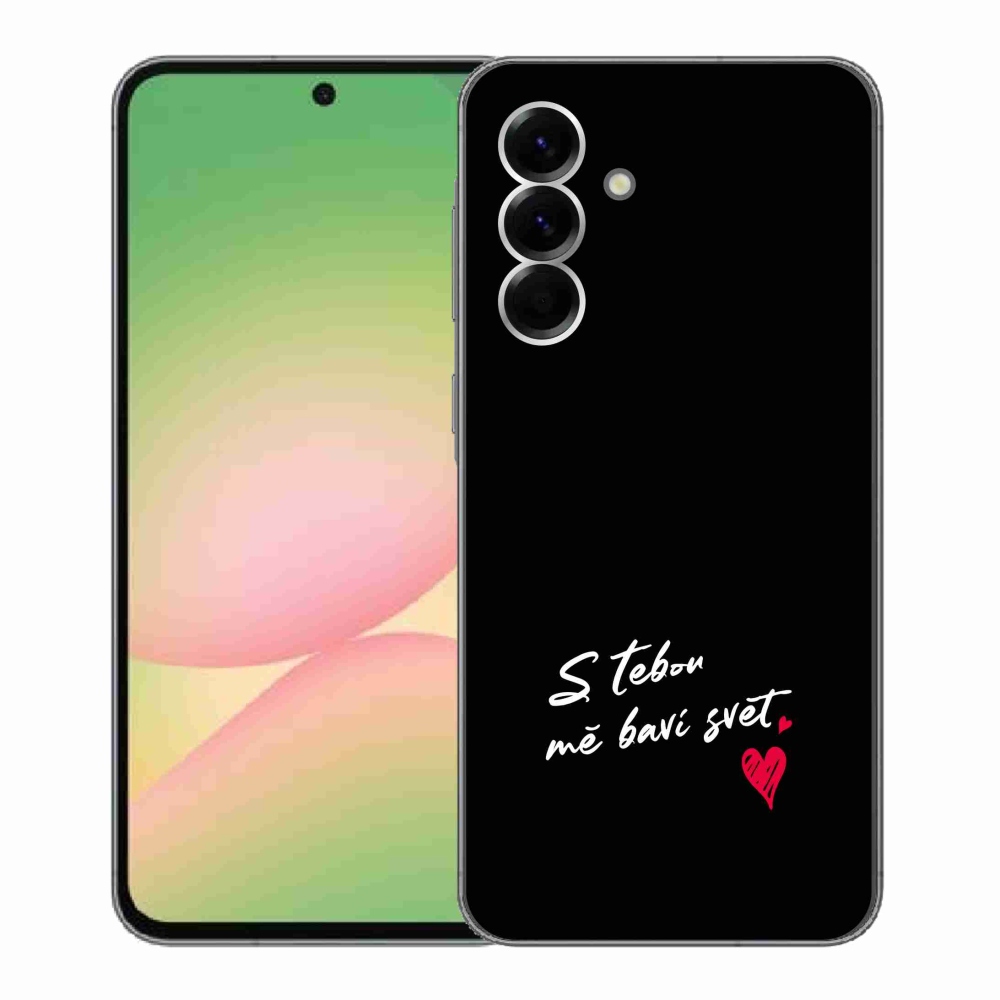 Gélový kryt mmCase na Samsung Galaxy A56 5G - zamilovaný text 1 čierne pozadie