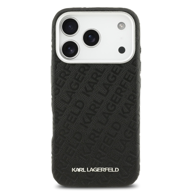 Karl Lagerfeld Grained PU Repeated Logo MagSafe Back Cover pre iPhone 17 Pro Black