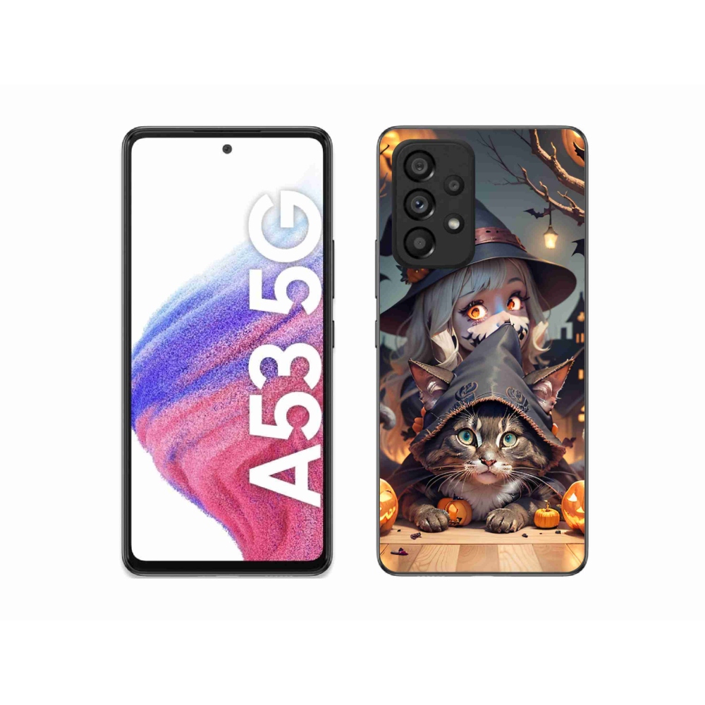 Gélový kryt mmCase na Samsung Galaxy A53 5G - čarodejnica s mačkou