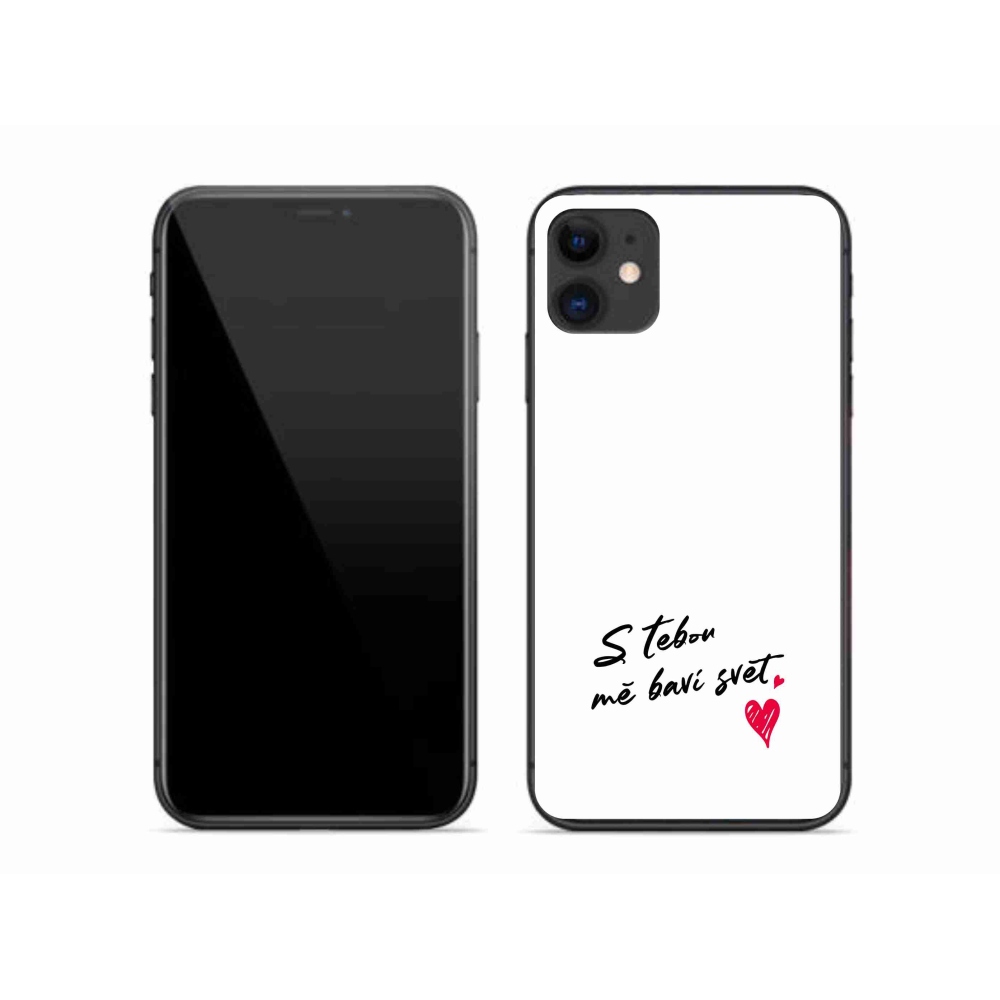 Gélový kryt mmCase na iPhone 11 - zamilovaný text 1 biele pozadie