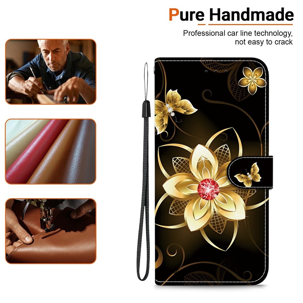 Versatile knižkové púzdro na Xiaomi Redmi 15 4G (171mm) - zlatý kvet