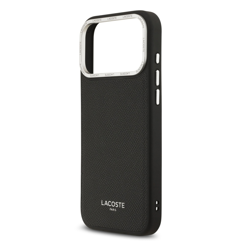 Lacoste PU kožený zadný kryt Champs Elysees MagSafe pre iPhone 17 Pro Max Black