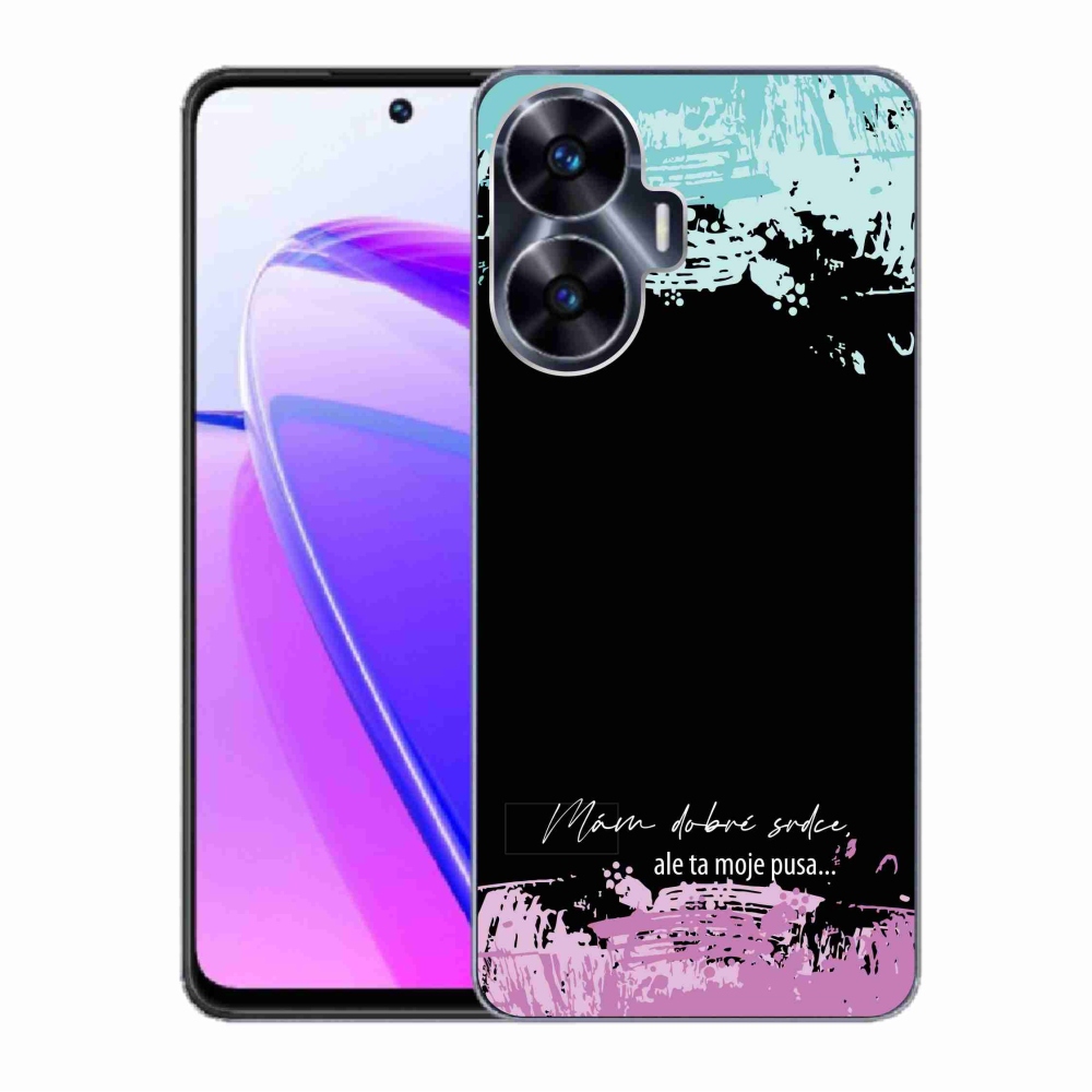 Gélový kryt mmCase na Realme C55 - vtipný text 3 čierne pozadie