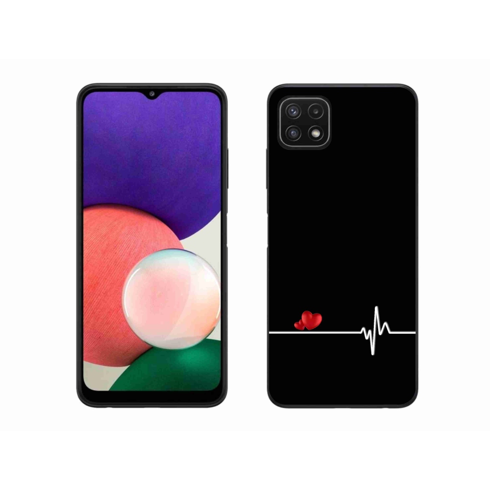 Gélový kryt mmCase na Samsung Galaxy A22 5G - srdce a tep čierne pozadie