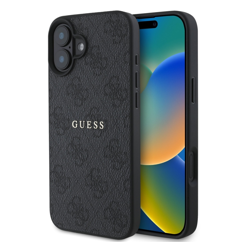 Guess PU 4G Classic Logo MagSafe zadný kryt pre iPhone 16 Plus Black