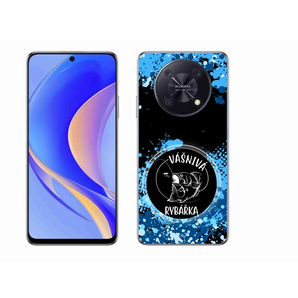 Gélový kryt mmCase na Huawei Nova Y90 - vášnivá rybárka čierne pozadie
