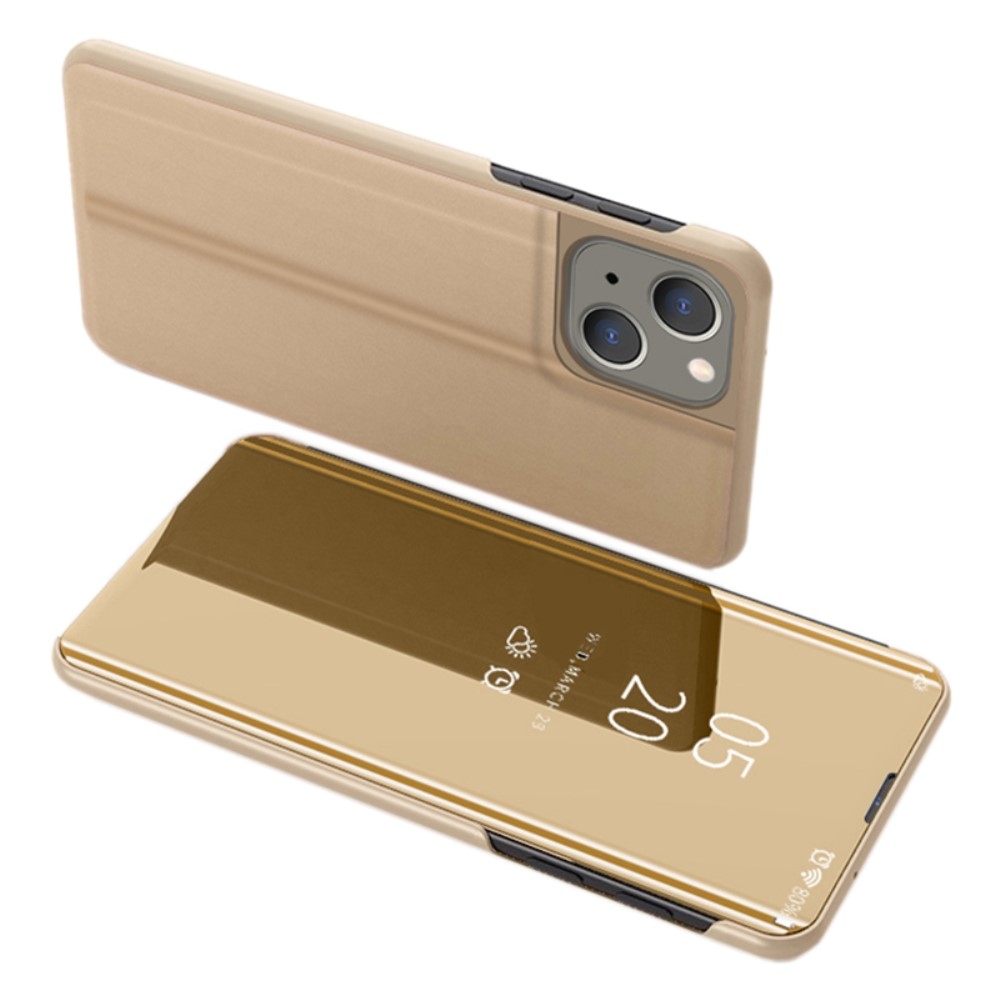 Surface zatvárací kryt s priehľadným predkom na iPhone 15 - zlatý