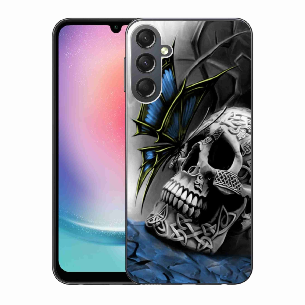 Gélový kryt mmCase na Samsung Galaxy A24 - motýľ a lebka