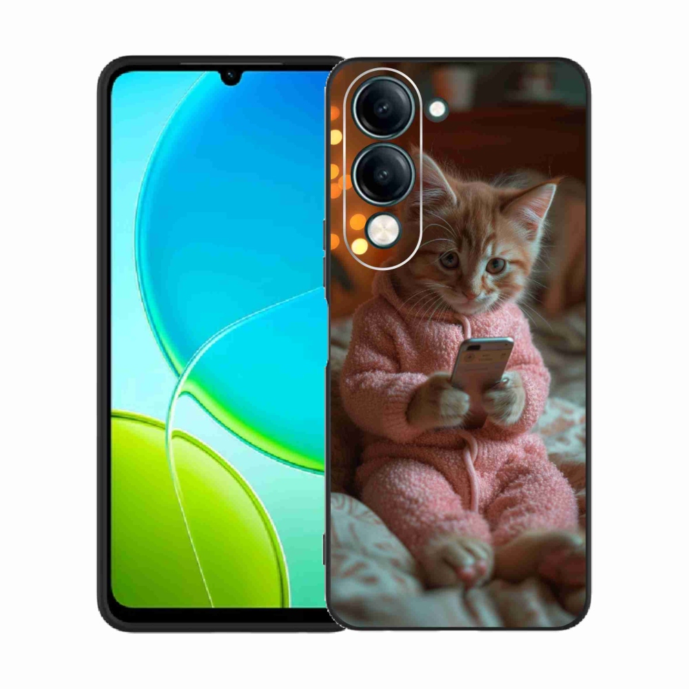 Gélový kryt mmCase na Vivo Y29s 5G - mačiatko s mobilom