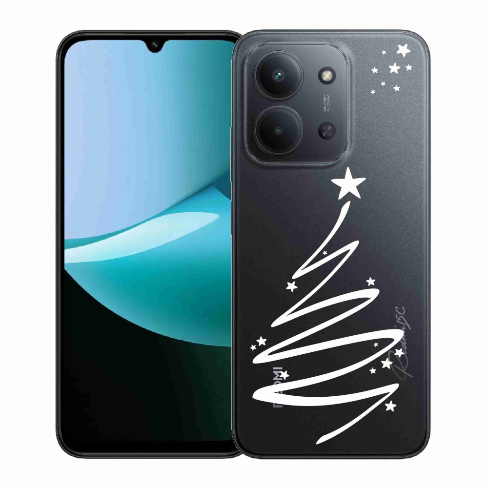Gélový kryt mmCase na Xiaomi Redmi 15C 4G (171mm)/Poco C85 4G (171mm) - biely stromček na priehľadnom pozadí