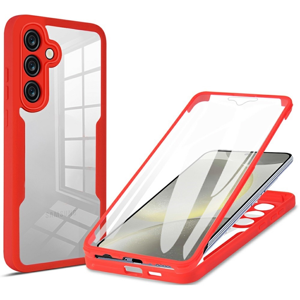 Acryl gélový obal s rámčekom pre ochranou displeja na Samsung Galaxy S25 FE - červený
