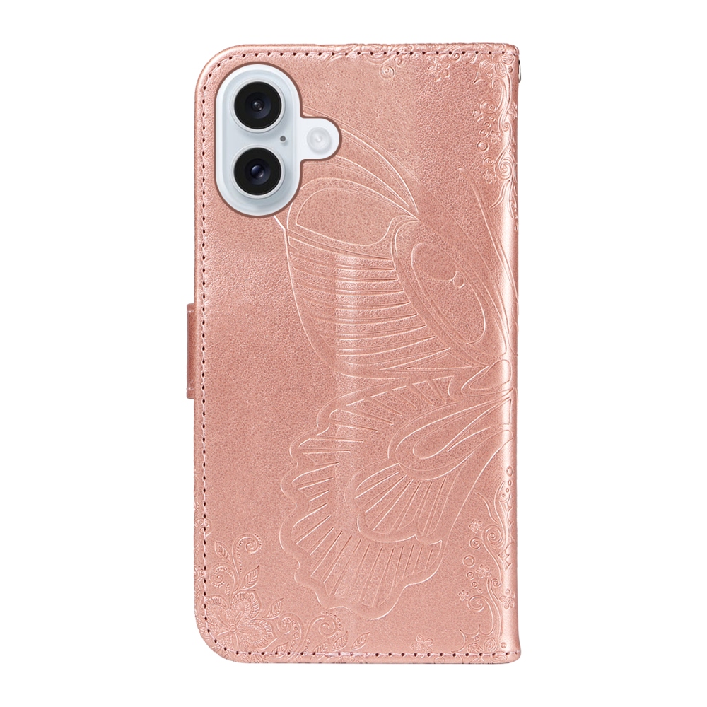 Floral Butterfly knižkové púzdro na iPhone 17 - ružovozlaté