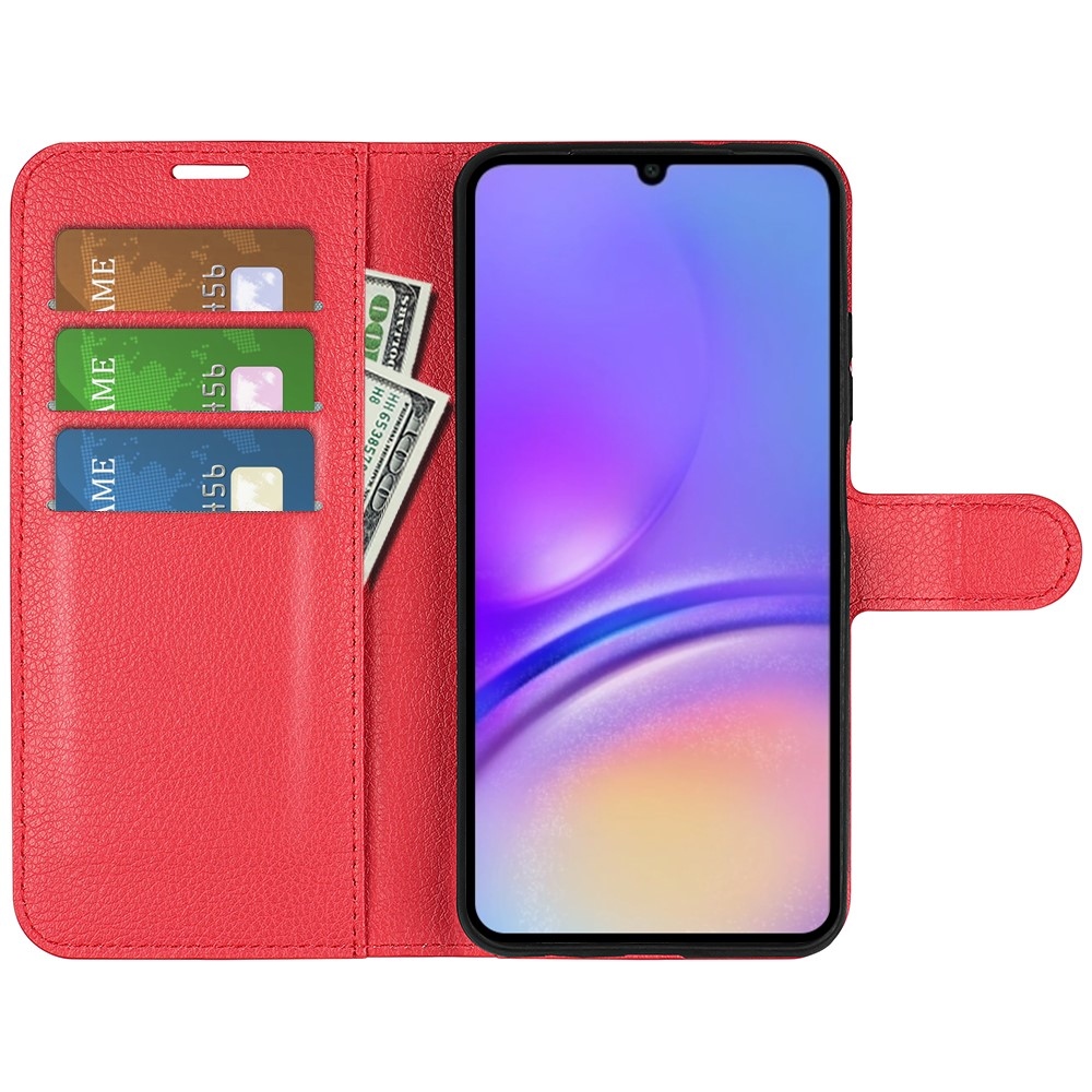 Litchi knižkové púzdro na Samsung Galaxy A07 4G - červené