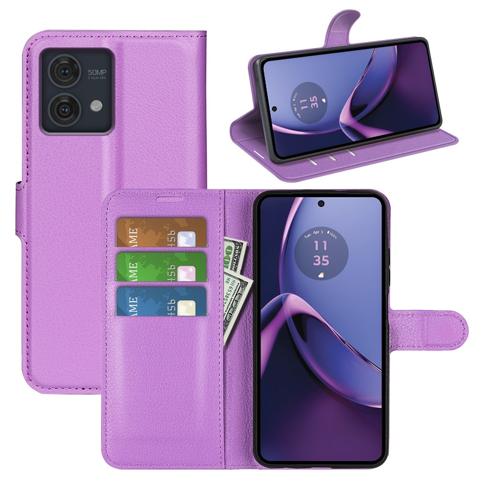 Litchi knižkové púzdro na Motorola Moto G84 5G - fialové