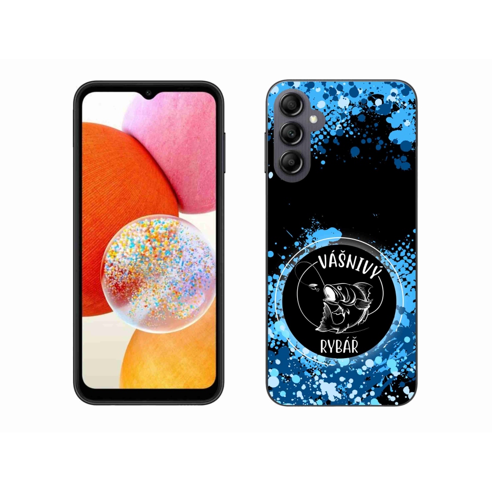 Gélový kryt mmCase na Samsung Galaxy A14 4G/5G - vášnivý rybár čierne pozadie
