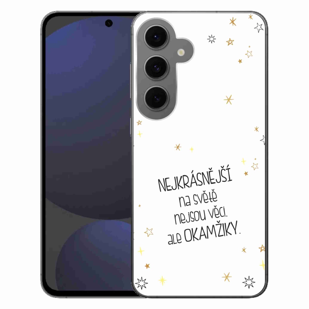 Gélový kryt mmCase na Samsung Galaxy S24 FE - citát 4 biele pozadie