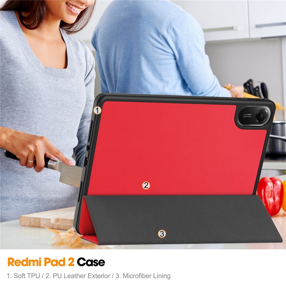 Cases chytré zatváracie púzdro na Xiaomi Redmi Pad 2 - červené