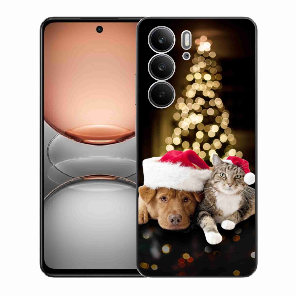 Gélový kryt mmCase na Realme C75 - vianočný pes a mačka