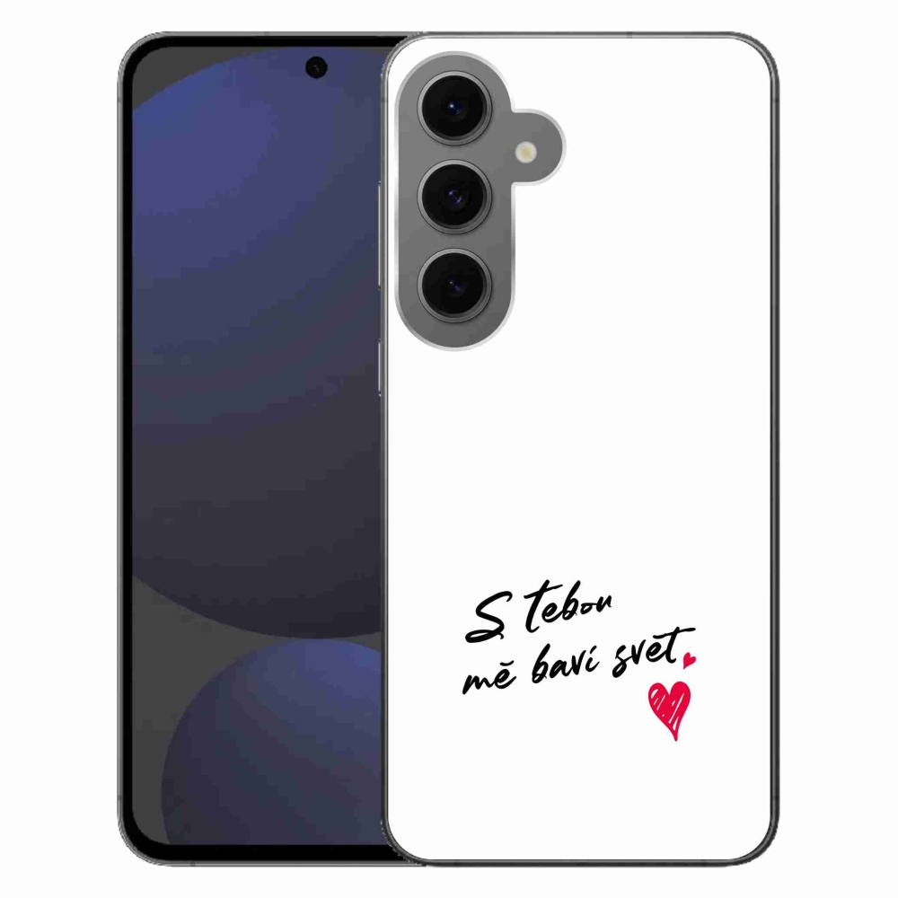 Gélový kryt mmCase na Samsung Galaxy S24 FE - zamilovaný text 1 biele pozadie