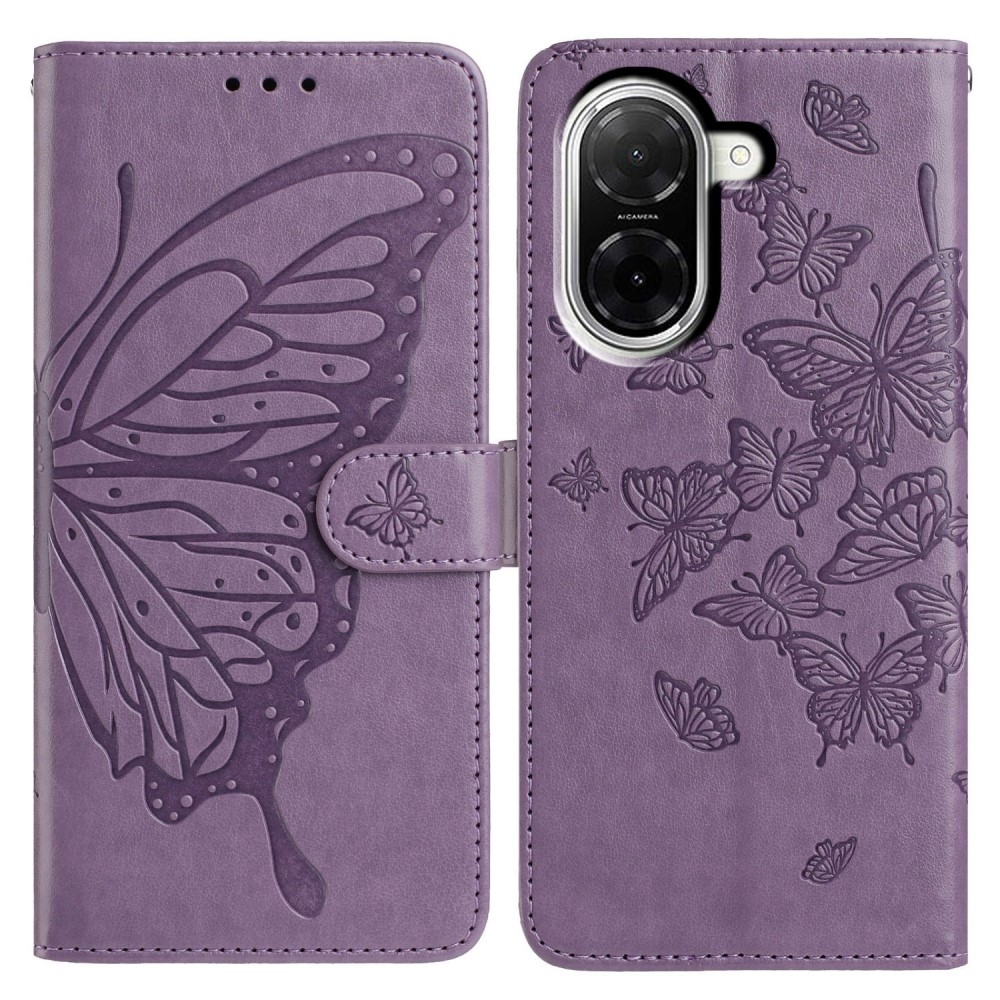 Floral Butterfly knižkové puzdro na Xiaomi Redmi A5 (171.7x77.8x8.3mm) - fialové