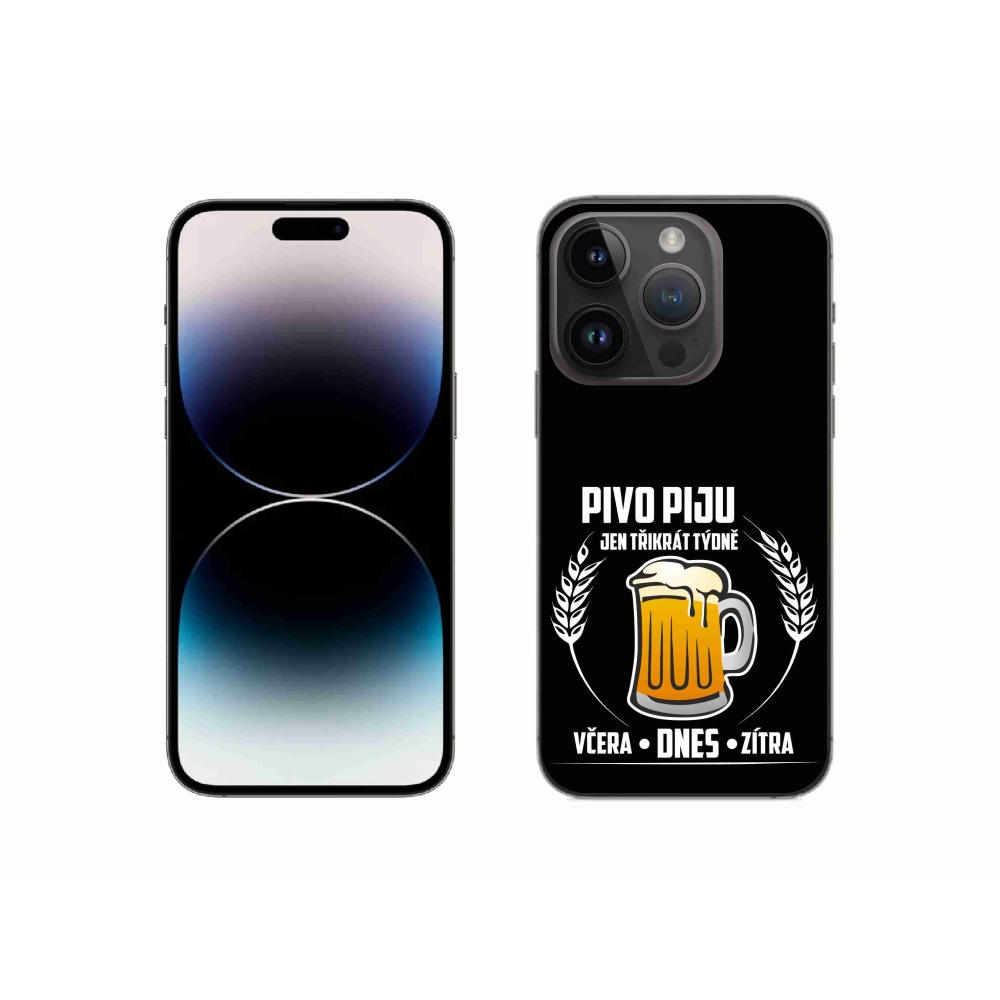 Gélový kryt mmCase na iPhone 14 Pro 6.1 - pivný motív čierne pozadie