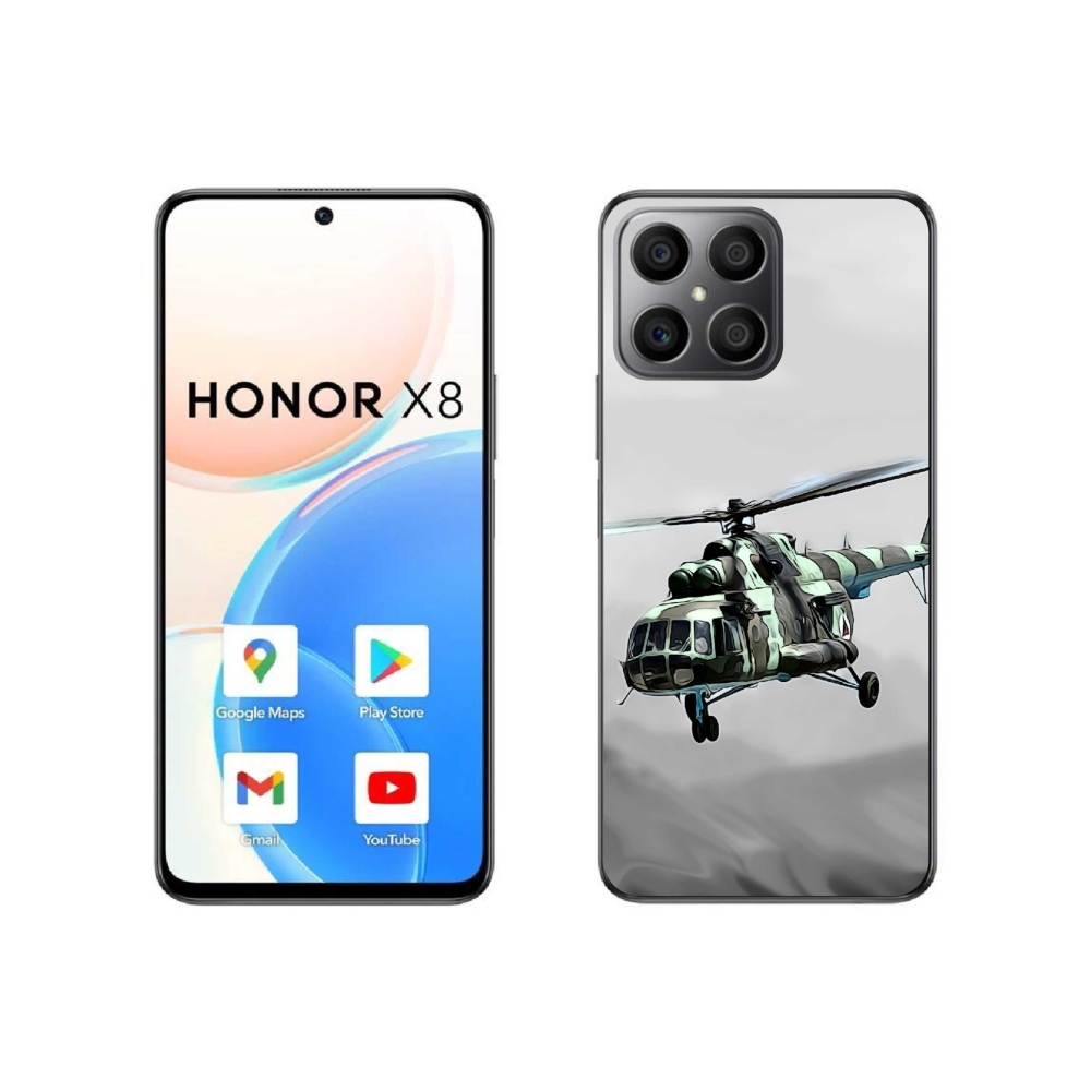 Gélový kryt mmCase na Honor X8 4G - vojenský vrtuľník