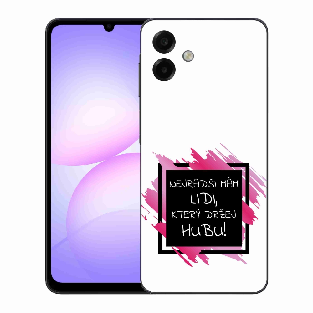 Gélový kryt mmCase na Samsung Galaxy A07 4G - vtipný text 7 čiernobiele pozadie