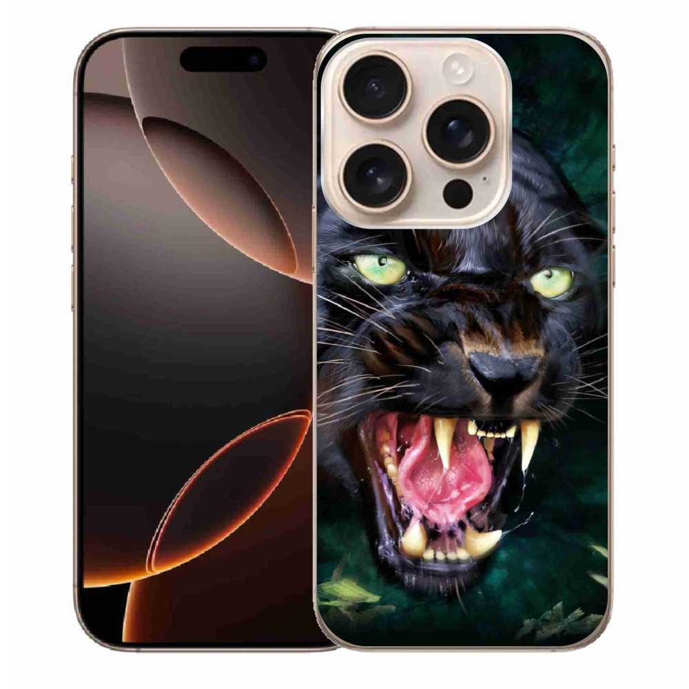 Gélový kryt mmCase na iPhone 16 Pro Max - rozzúrený čierny panter