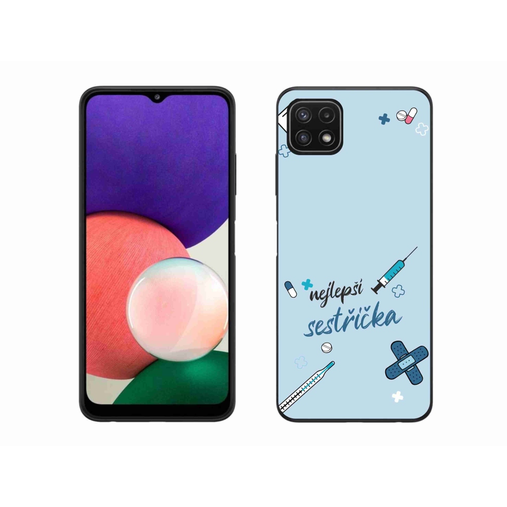 Gélový kryt mmCase na Samsung Galaxy A22 5G - najlepšia sestrička modré pozadie