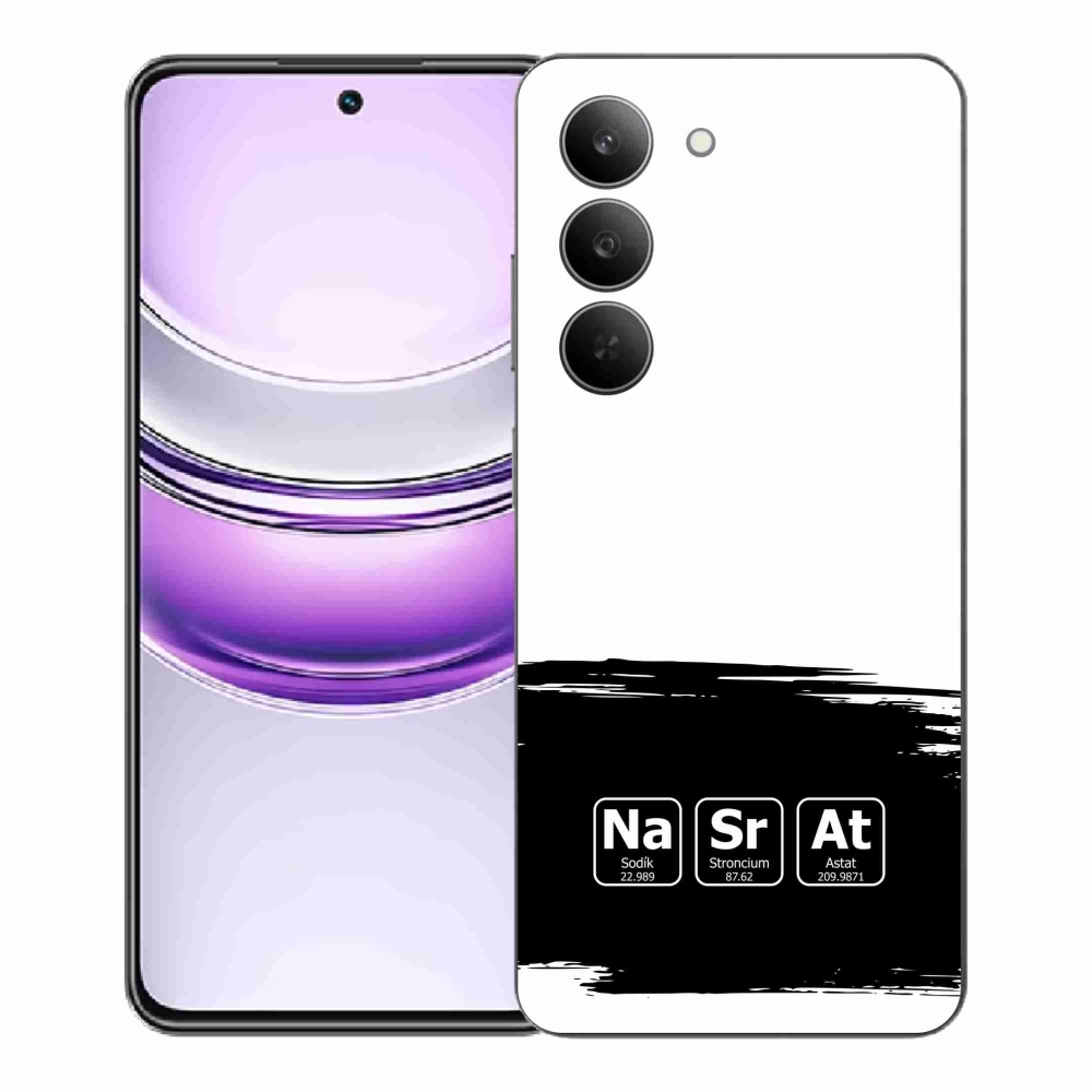 Gélový kryt mmCase na Realme 14x 5G - chemické prvky čiernobiele pozadie
