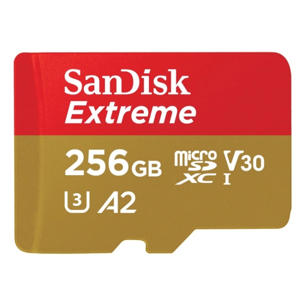 Vysokorýchlostná pamäťová karta SanDisk Extreme microSDXC 256GB 190MB/s & 130MB/s Read/Write A2 C10 V30 UHS-I U3 + SD adaptér