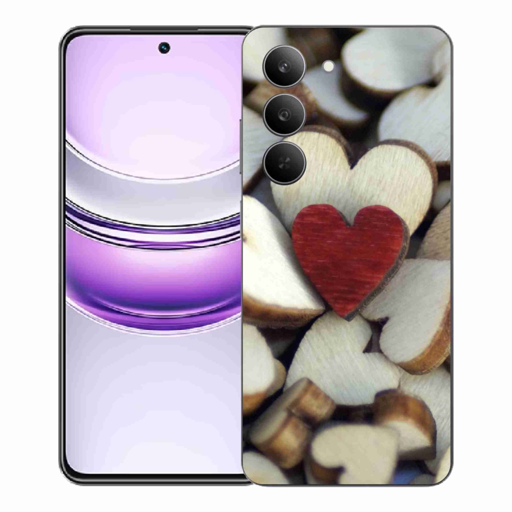 Gélový kryt mmCase na Realme 14x 5G - gravírované červené srdce