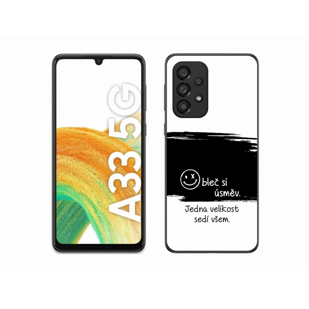 Gélový kryt mmCase na Samsung Galaxy A33 5G - vtipný text 8 čiernobiele pozadie