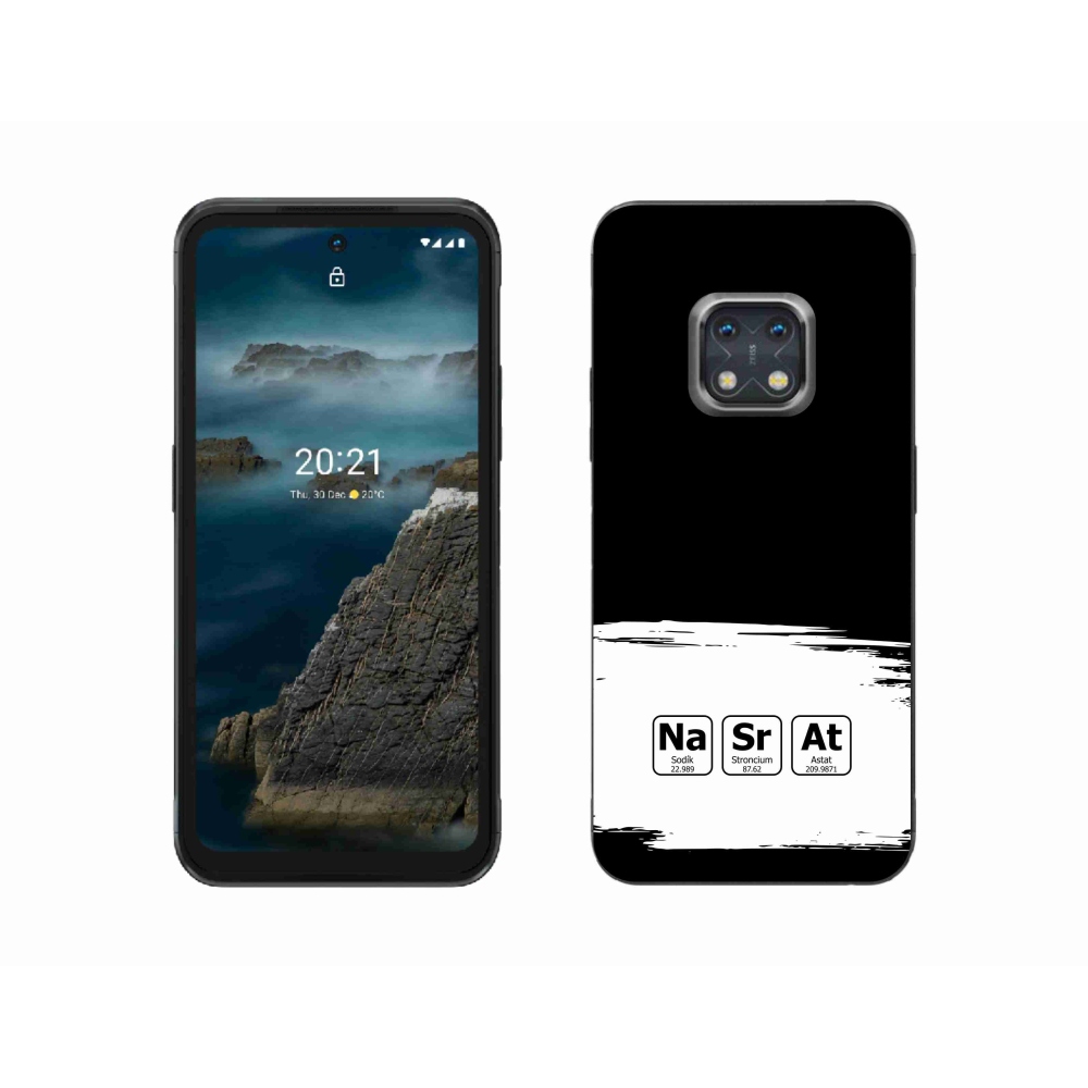 Gélový kryt mmCase na Nokia XR20 - chemické prvky bieločierne pozadie