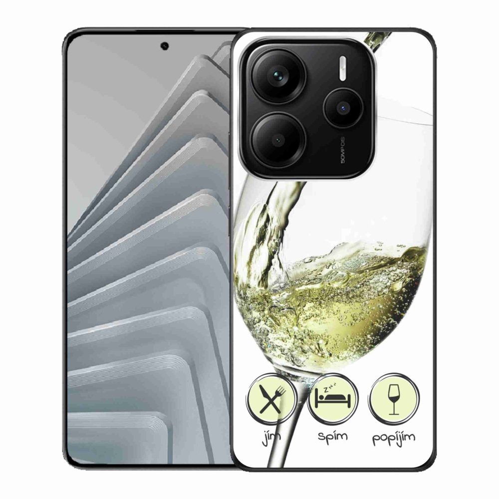 Gélový kryt mmCase na Xiaomi Redmi Note 14 5G - sklenička vína biele