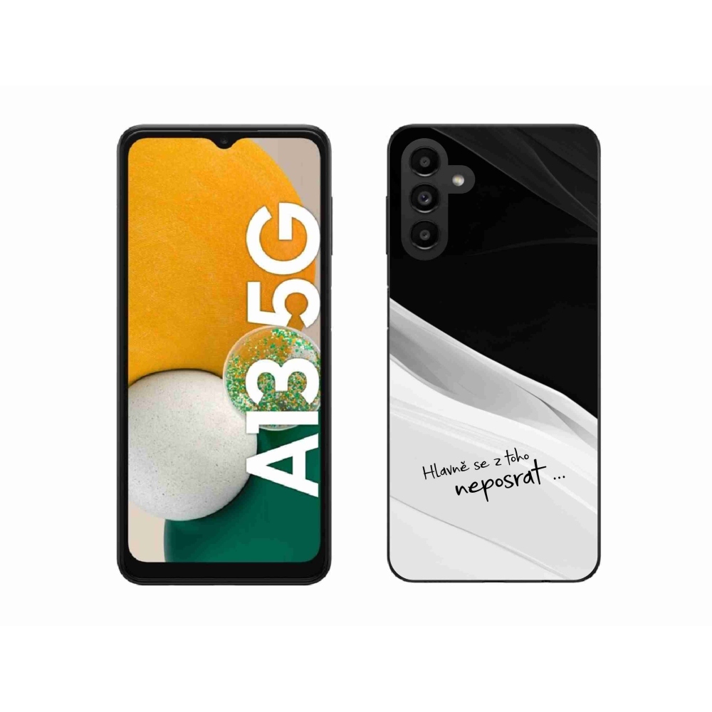Gélový kryt mmCase na Samsung Galaxy A13 5G - vtipný text 13 bieločierne pozadie