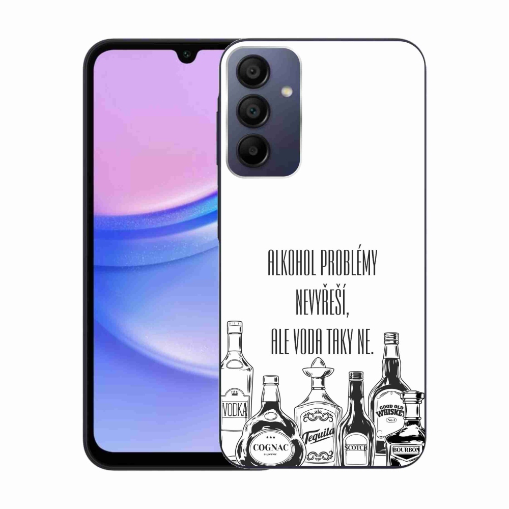 Gélový kryt mmCase na Samsung Galaxy A15 4G/5G - vtipný text biele pozadie